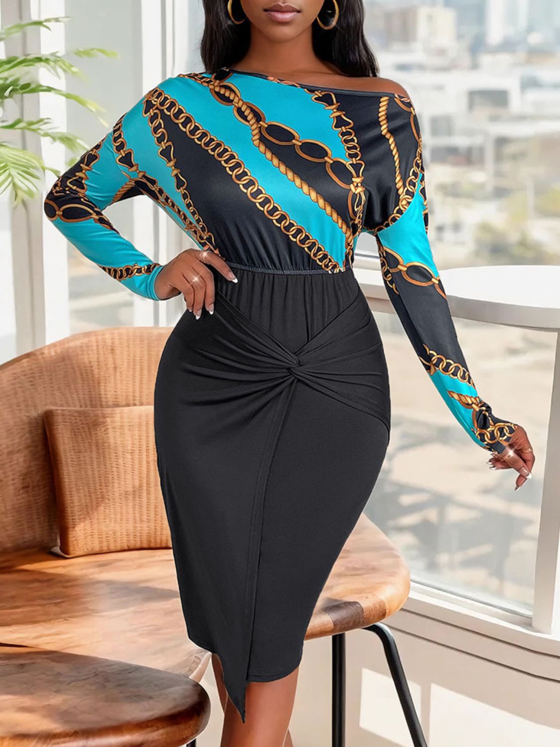 Perfee Twisted Printed Dress