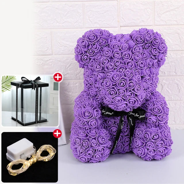 Rose Bear w/ LED Light Gift Box