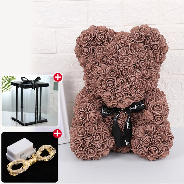 Rose Bear w/ LED Light Gift Box