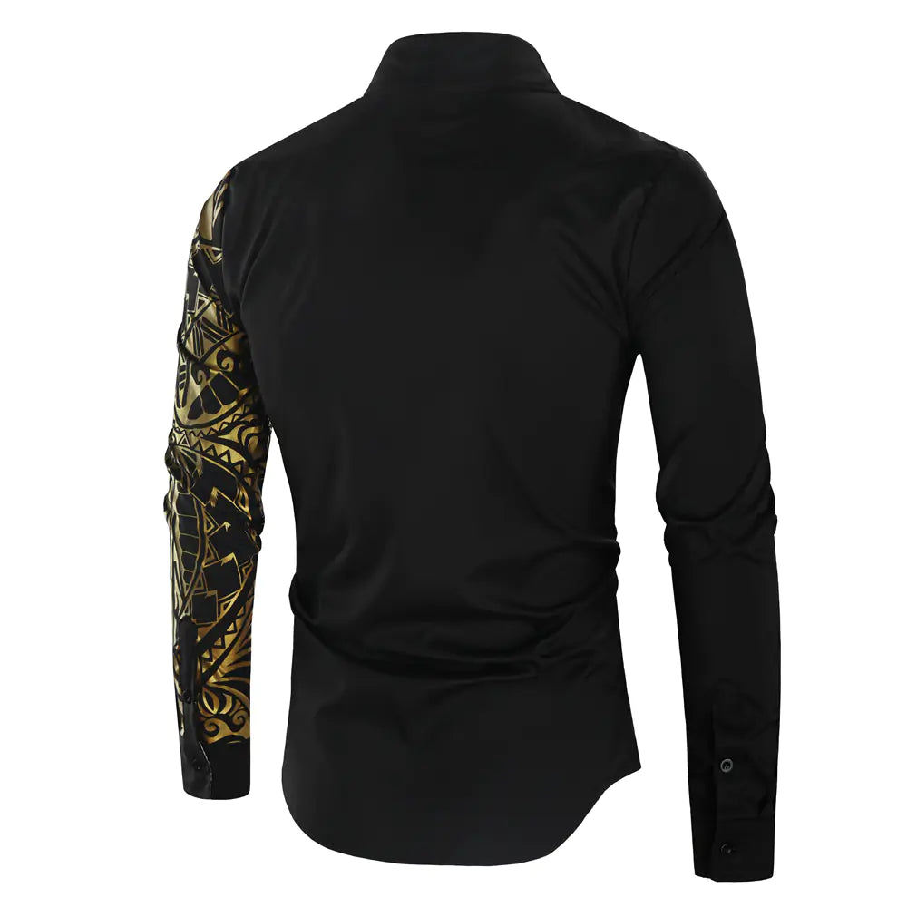 Men's Gold Design Button Up