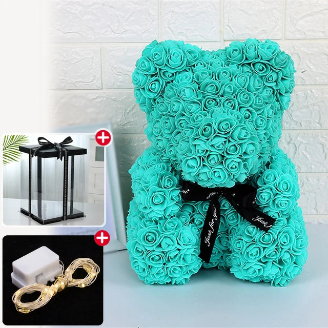 Rose Bear w/ LED Light Gift Box