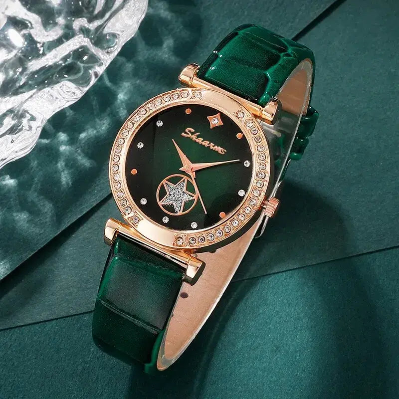 Green Quartz Wristwatch Set