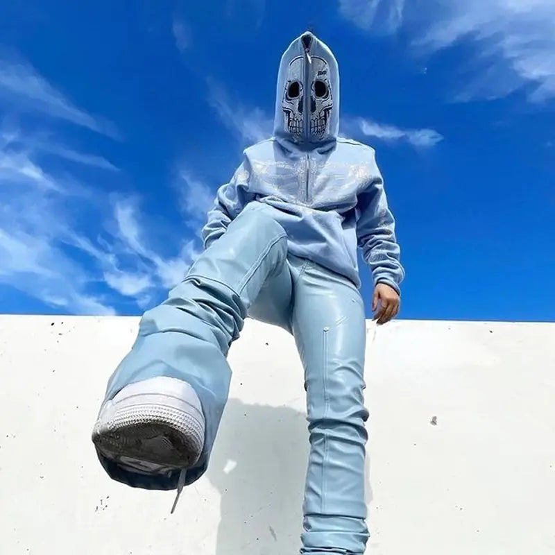 Skeleton Rhinestones Full Zip Hoodie